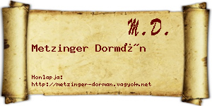 Metzinger Dormán névjegykártya
